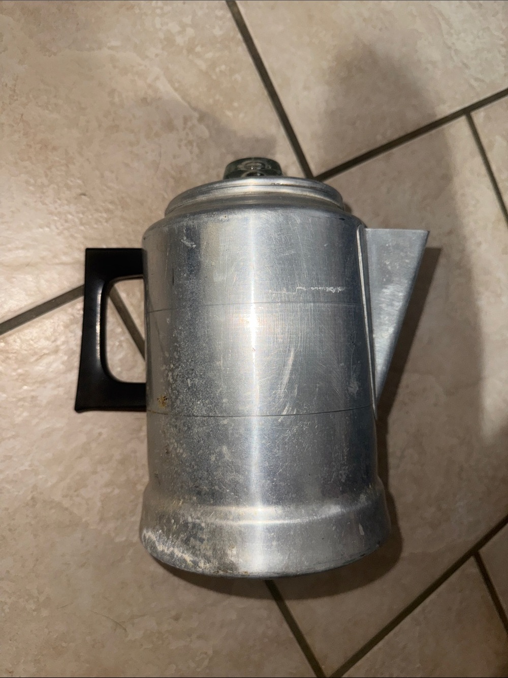 Vintage Comet Aluminum Coffee Percolator with Black Handle - Silver